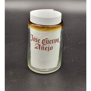 Jose Cuervo Anejo Glass Brown Amber Rim Depressed Sides Frosted Bottom 3.25 in.